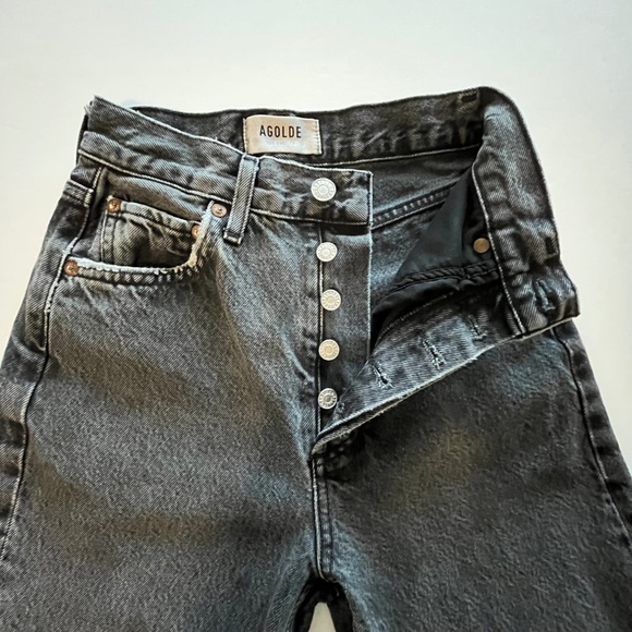 Agolde 90’s Pinch Waist High-Rise Straight Jeans Black Tea Color Size 22 Waist - Picture 5 of 12